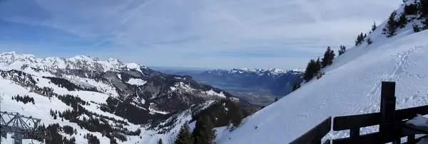 Le lac Léman vu depuis une piste de Châtel (panorama)
