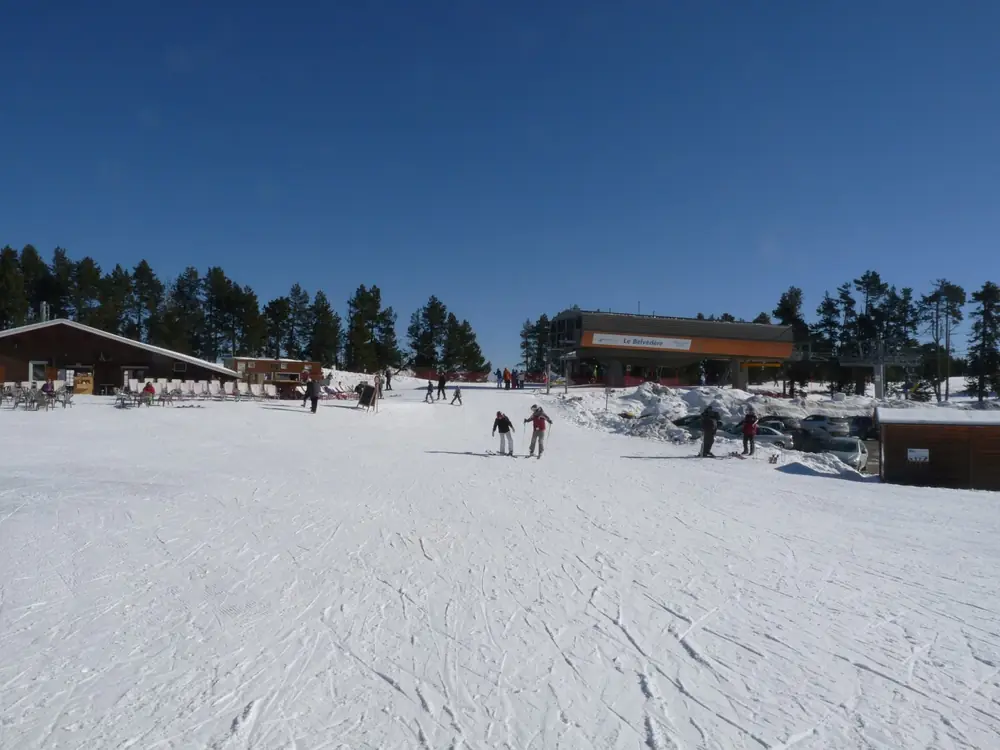 Pistes au col del Pam, haut du télésiège de Pyrénées 2000, février 2014