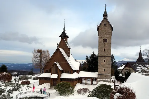 Église Wang enneigée, Karpacz, janvier 2019